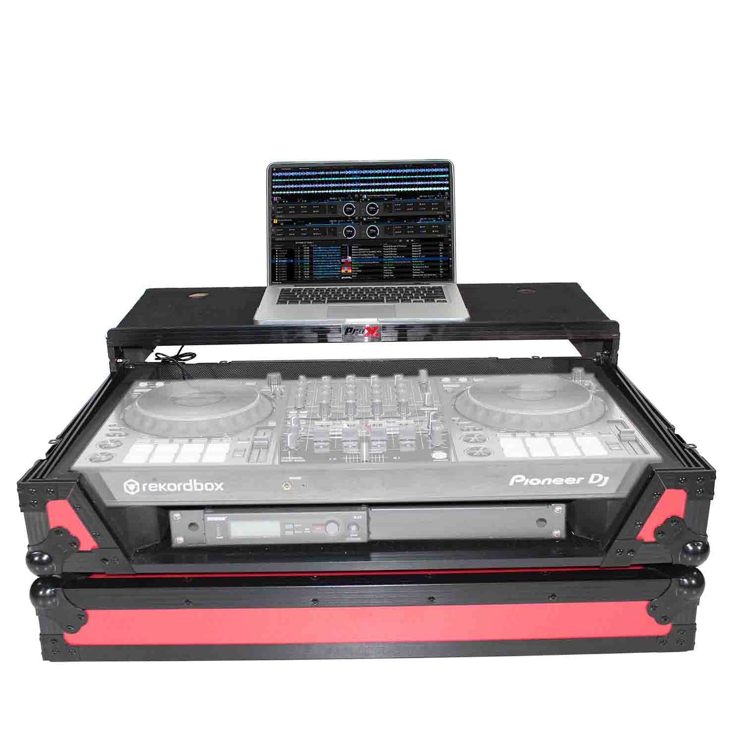 ProX XS-DDJ1000WLTRB DJ Flight Case for Pioneer DDJ-1000 & DDJ-1000 SRT Digital Controller - Black on Red - Hollywood DJ