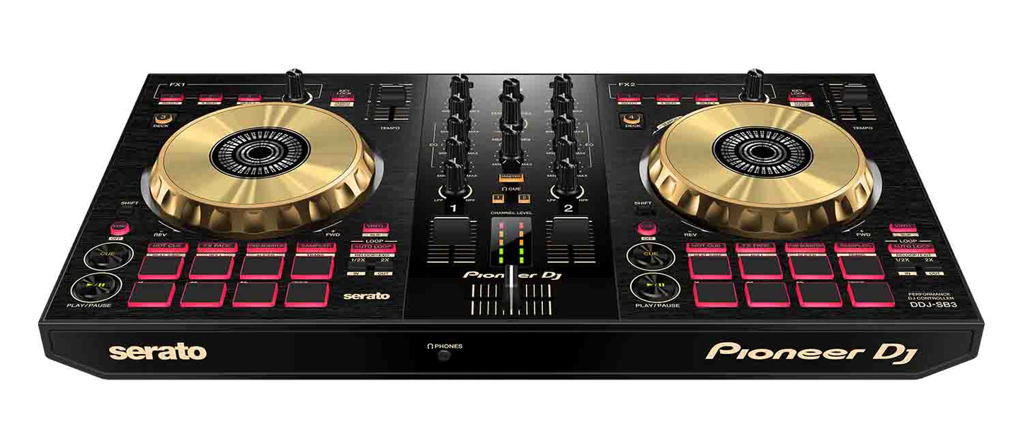 B-Stock: Pioneer DJ DDJ-SB3-N 2-Channel DJ Controller for Serato DJ Lite (Gold on Black) - Hollywood DJ