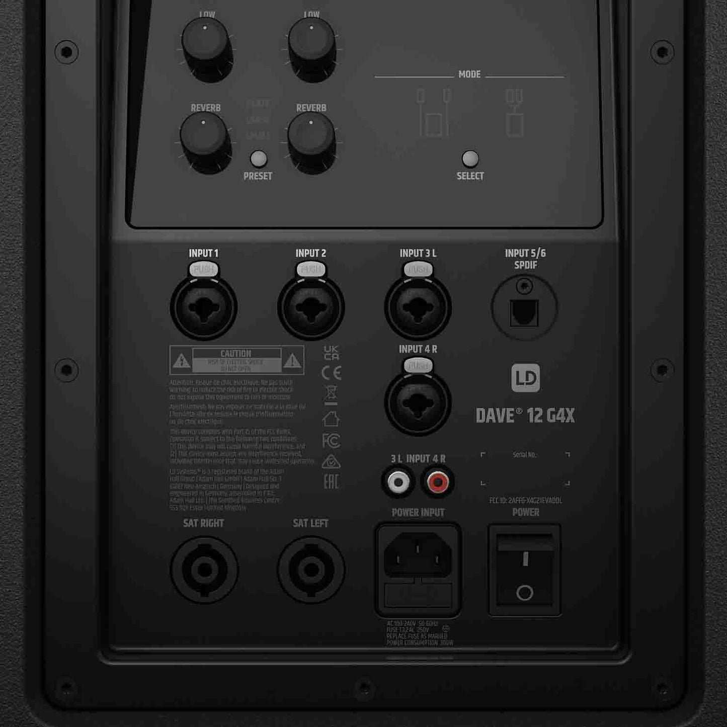 LD Systems DAVE 12 G4X Compact 2.1 Powered PA System with Bluetooth and Mixer - 750W RMS