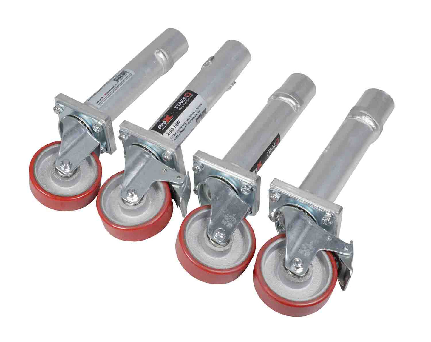 ProX XSQ-16W StageQ Locking Staging 16 Inch Height Stage Legs with 5 Inch Rubber Steel Casters - Set of 4 - Hollywood DJ
