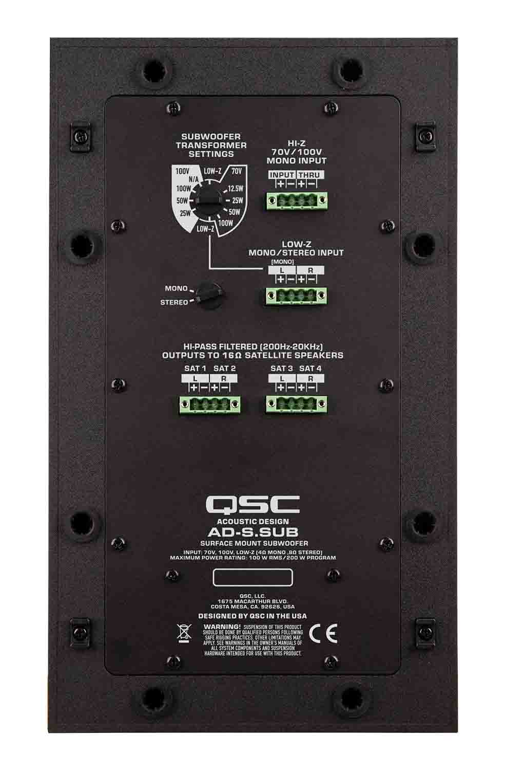QSC AD-S.SUB-WH 6.5-inch Dual Voice Coil, Small Format Surface Subwoofer - Hollywood DJ