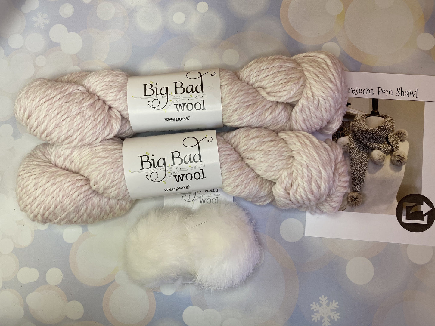 Big Bad Wool Shawl Kit With Crescent Pom - Off White