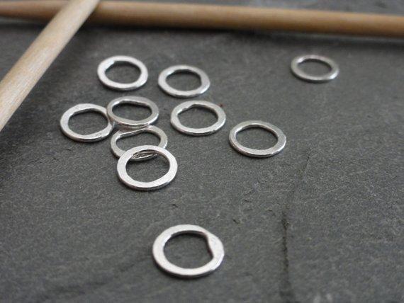 Feather Roof Fine Silver Knit Stitch Markers