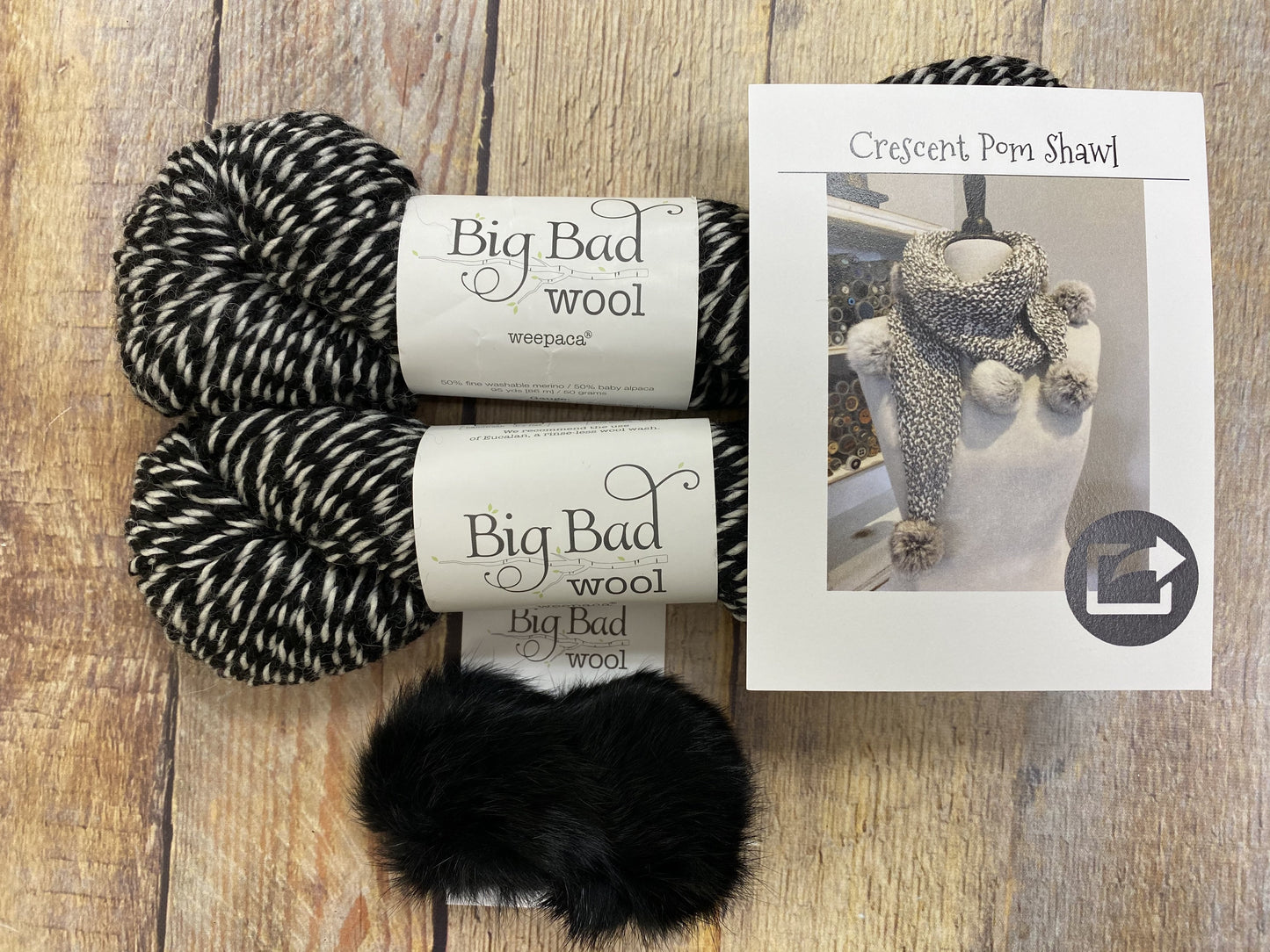 Big Bad Wool Shawl Kit With Crescent Pom - Fillory Yarn