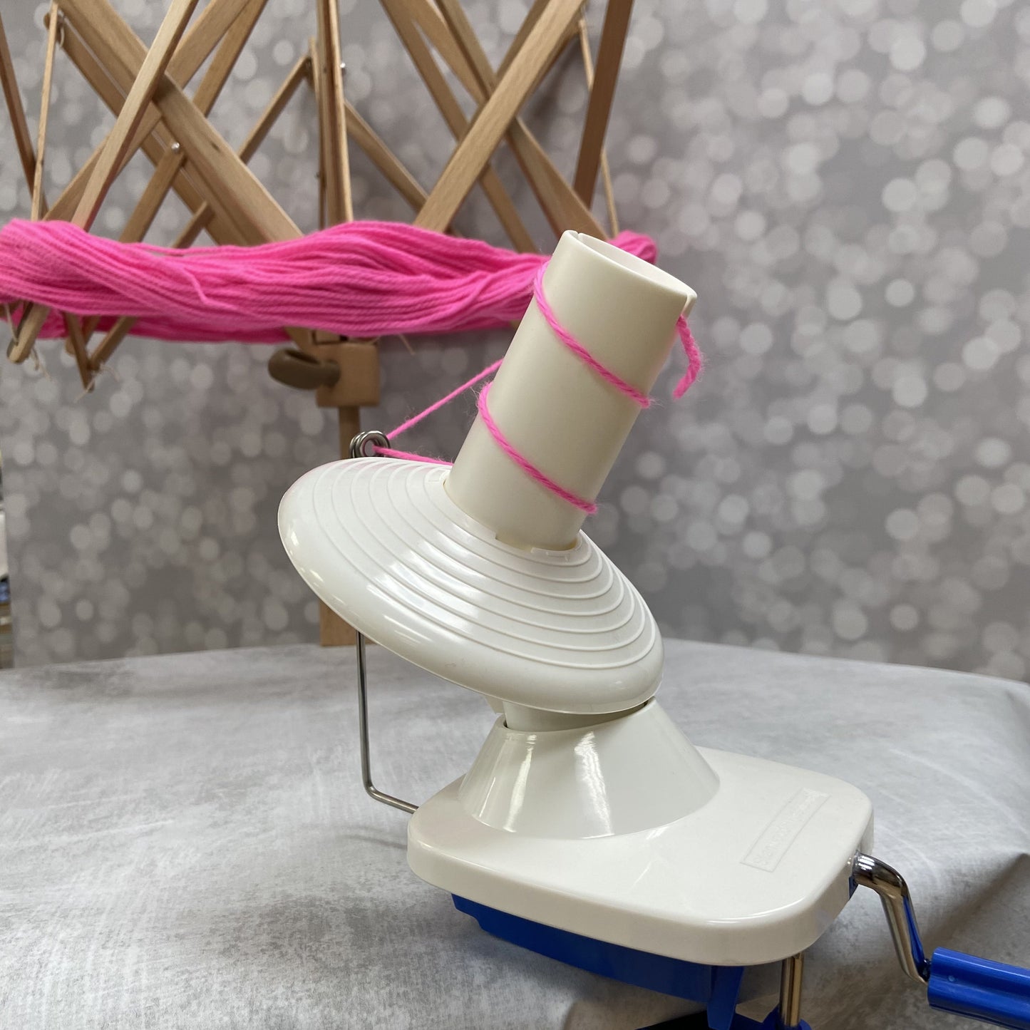 Ball Winder and Umbrella Swift Bundle - Knitters Pride Fixed Table Swift with Royal Replacement Yarn Ball Winder