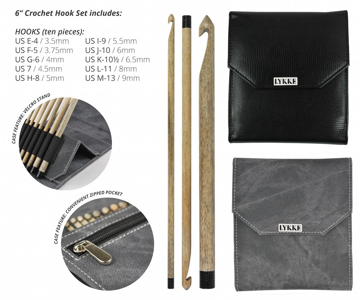 Lykke Driftwood Single Point Crochet Hook Set