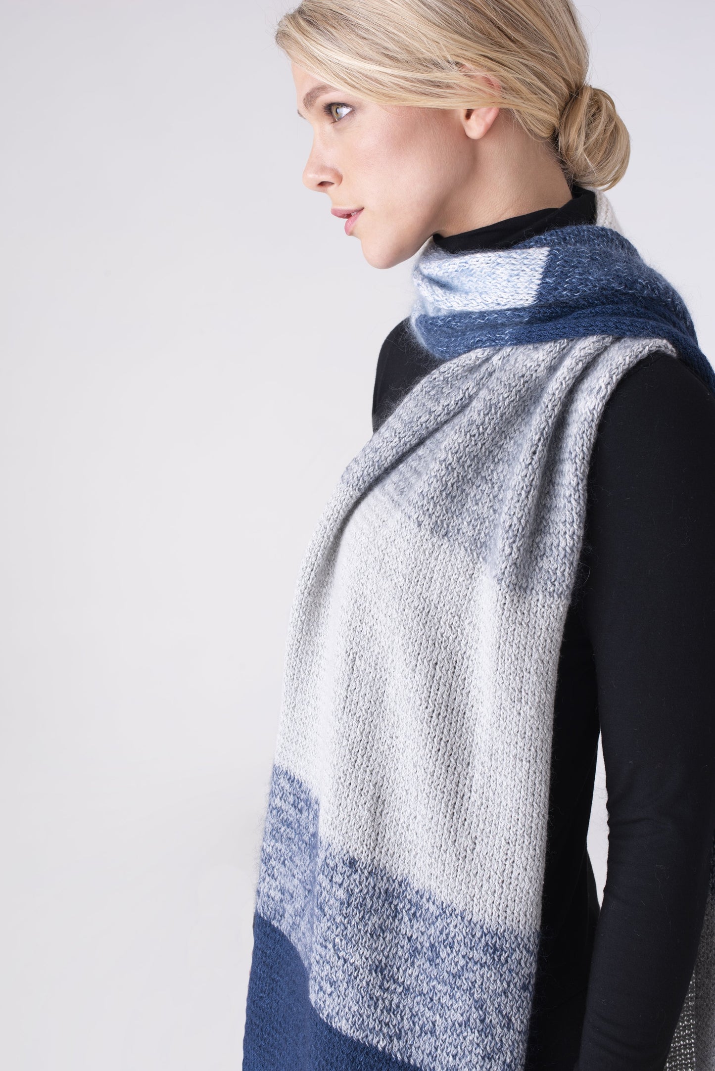 Shibui Knits Strata Scarf (Cima+Pebble+Silk Cloud)