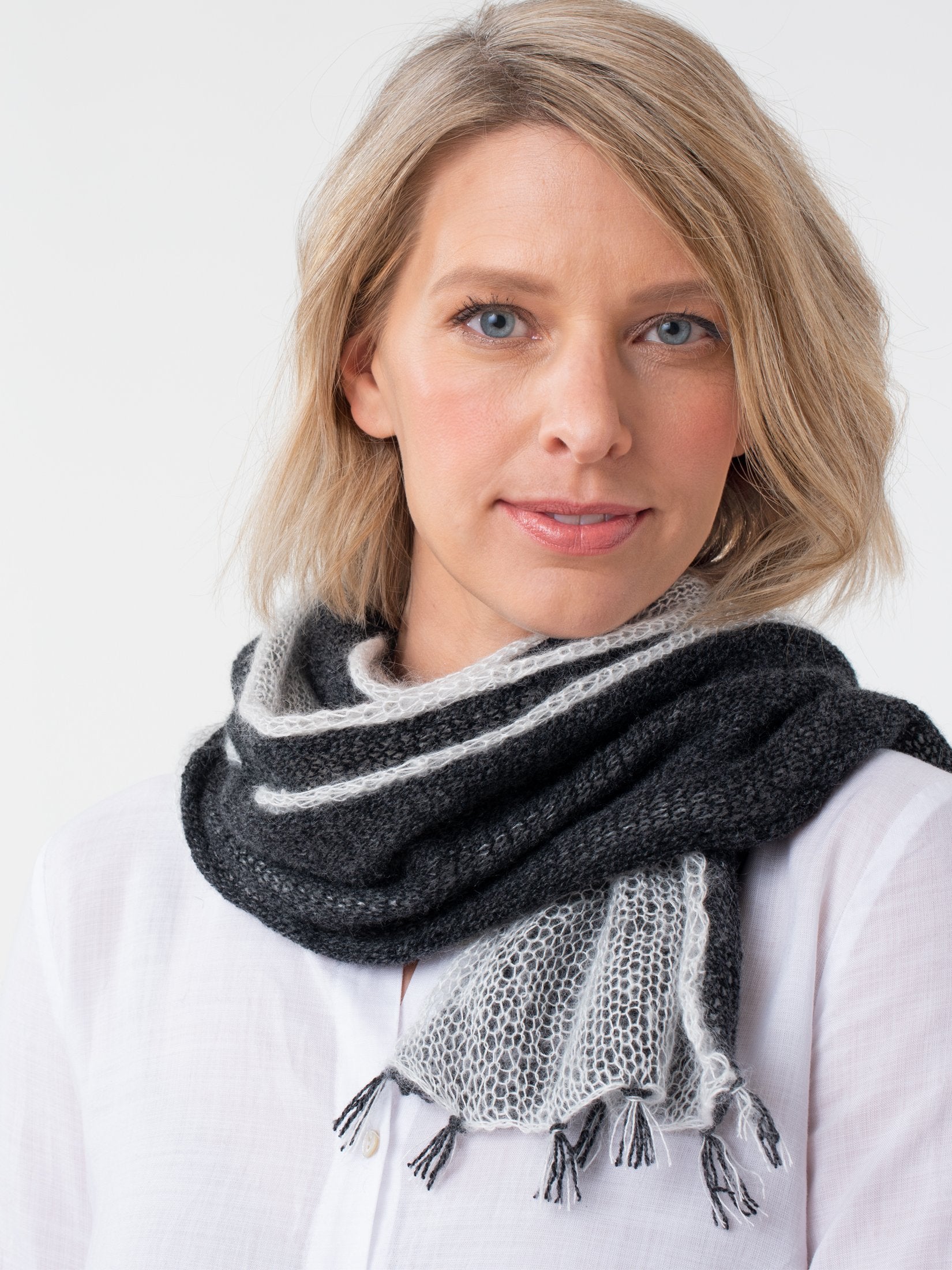 Shibui Knits Gossamer Scarf (Pebble + Silk Cloud)