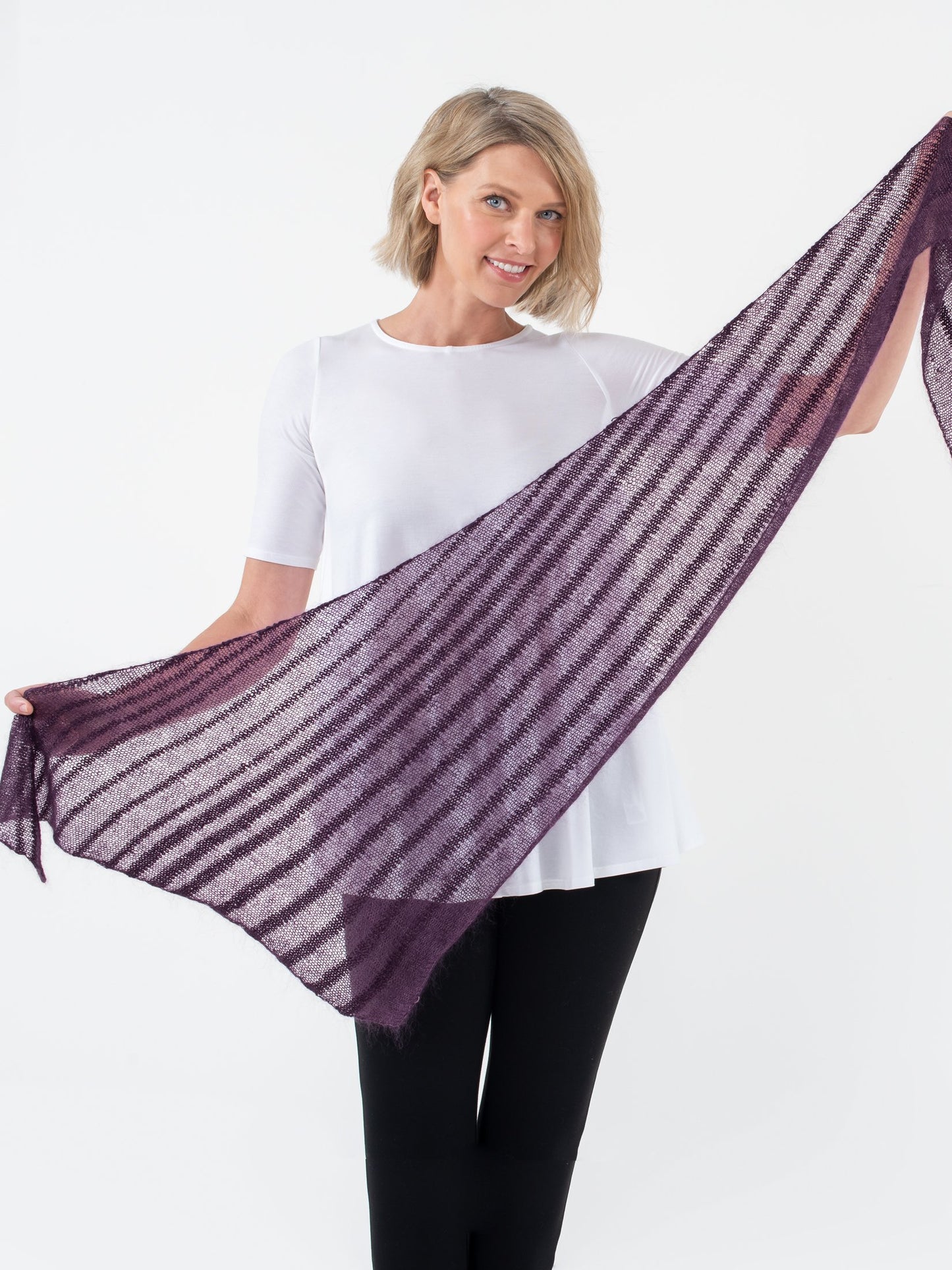 Shibui Knits Ossa Bias Striped Shawl 