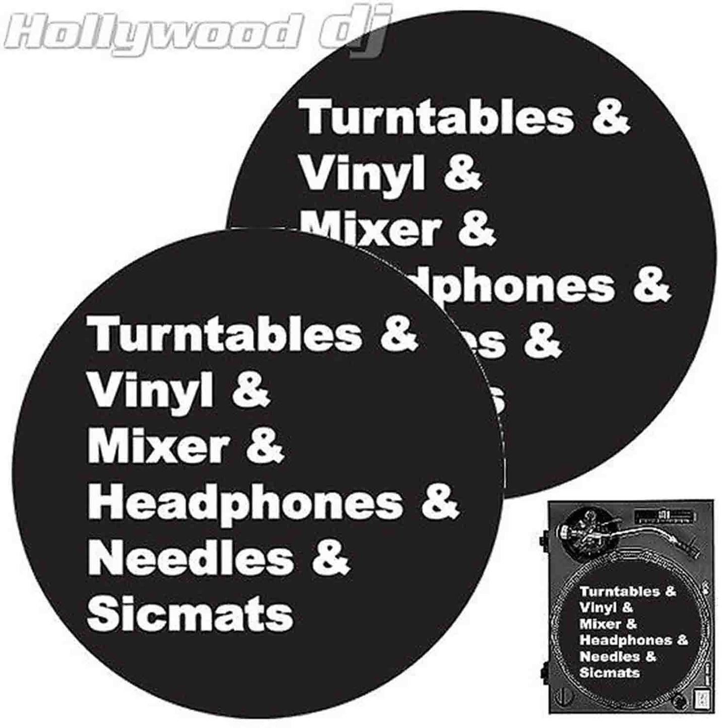 Sicmats DJ Turntable Slipmats 'ESSENTIALS' Slip Mat Set Sic Mats - Pair - Hollywood DJ