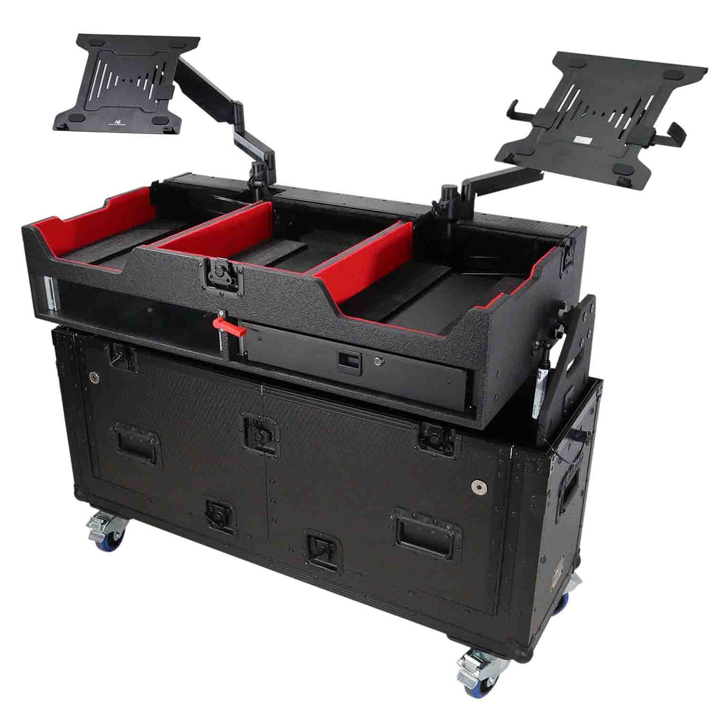 PROX XZF-CDM3K Flip-Ready Easy Retracting Hydraulic Lift Case for Pioneer CDJ-3000 and DJM-900 NXS2 System - Hollywood DJ