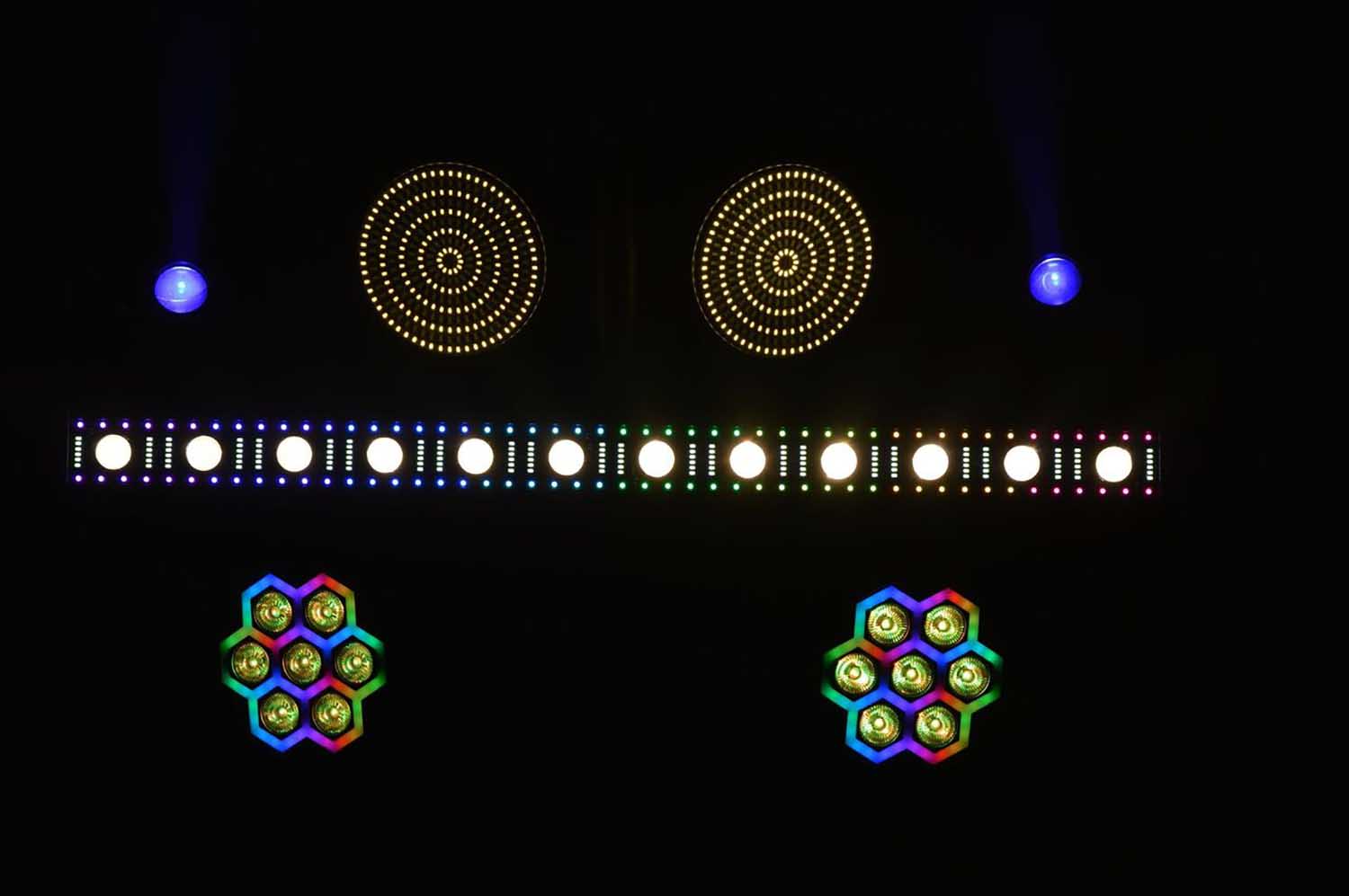 JMAZ Versa Flex Par TRON7, 7 x 10-Watt (RGBW) LEDs and 60 x 0.2 Watt RGB LEDs - Pair - Hollywood DJ