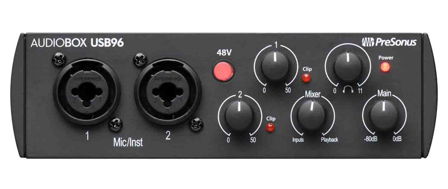 PreSonus AudioBox USB 96 Desktop 2x2 USB Audio/MIDI Interface - 25th Anniversary Black - Hollywood DJ