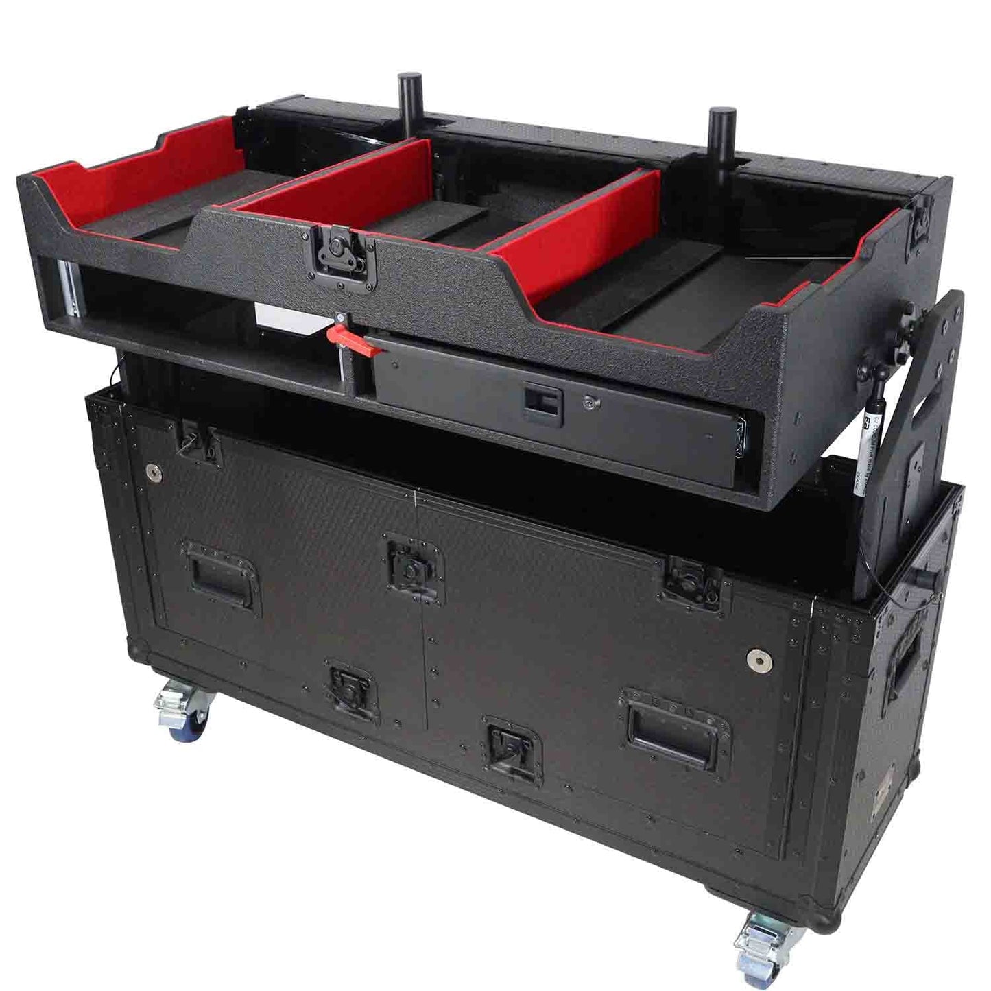 PROX XZF-CDM3K Flip-Ready Easy Retracting Hydraulic Lift Case for Pioneer CDJ-3000 and DJM-900 NXS2 System - Hollywood DJ