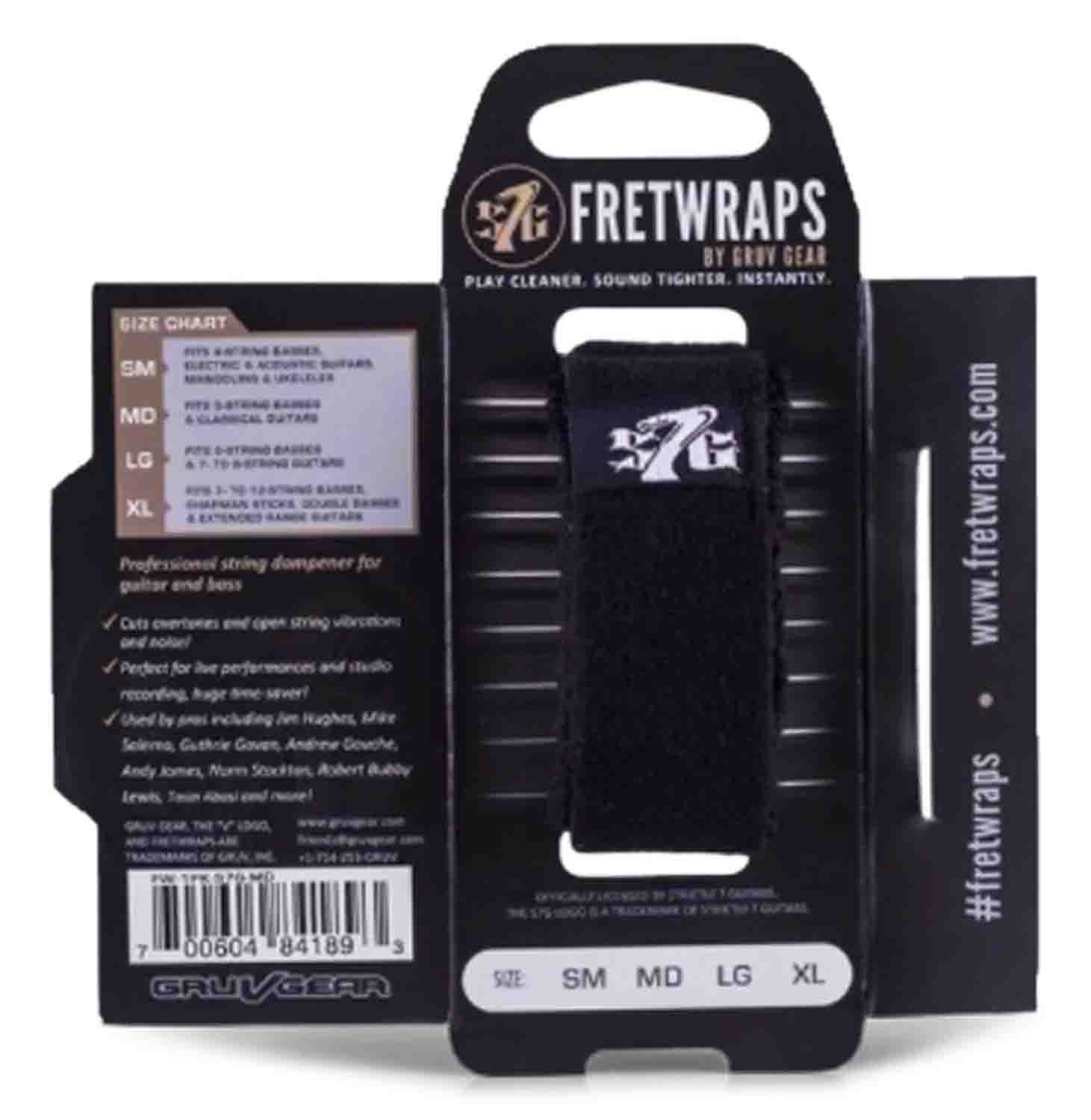 Gruv Gear FW-1PK-S7G-MD FretWraps String Muter 1-Pack (Black, Medium) (FW-1PK-S7G-MD) - Hollywood DJ