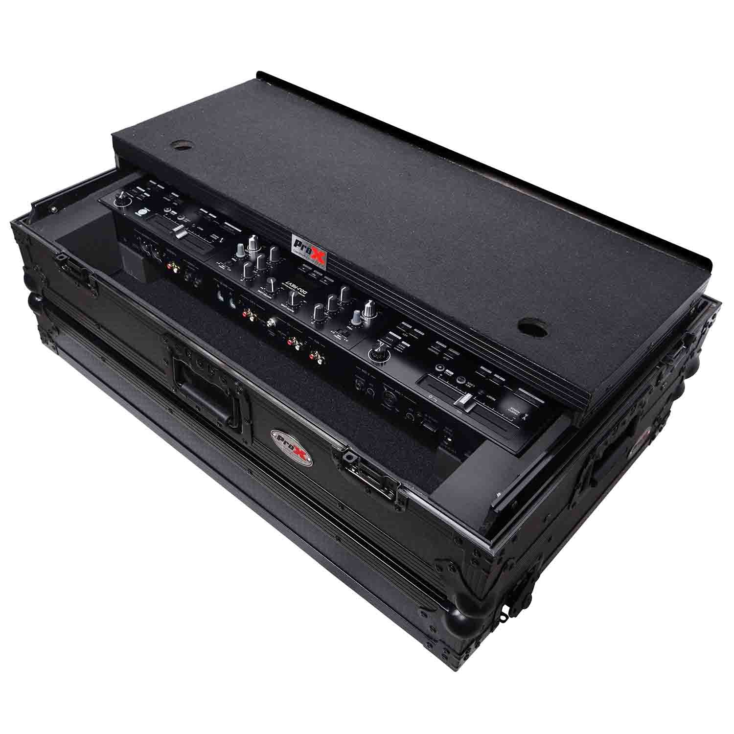 ProX XS-DDJREV7WLTBL DJ Flight Case for Pioneer DDJ-REV7 Digital Controller with Sliding Laptop Shelf and Wheels - Black Finish - Hollywood DJ