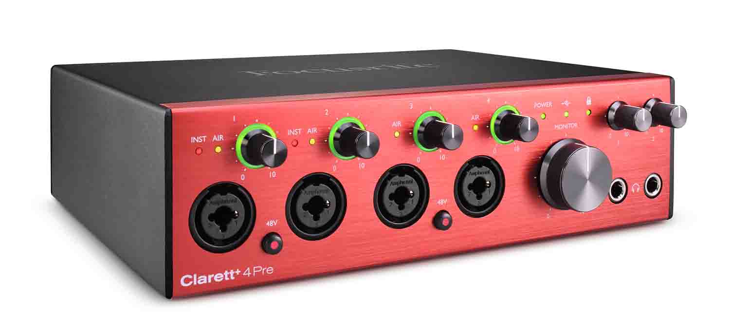 Focusrite Clarett+ 4Pre Desktop 18x8 USB Type-C Audio/MIDI Interface - Hollywood DJ