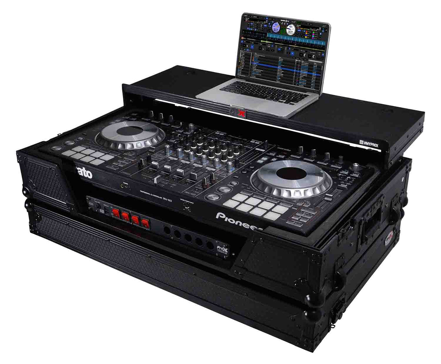 ProX XS-XDJXZ SZ WLTBL Flight Case for Pioneer XDJ-XZ DDJ-SZ2 Digital Controller with Laptop Shelf and Wheels - Black - Hollywood DJ