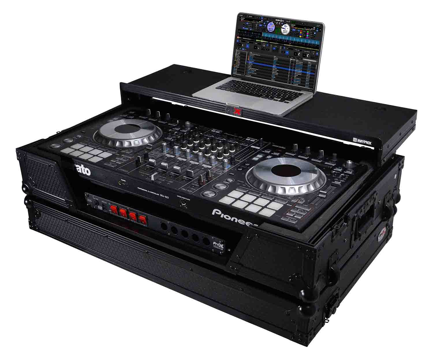 ProX XS-XDJXZ SZ WLTBL Flight Case for Pioneer XDJ-XZ DDJ-SZ2 Digital Controller with Laptop Shelf and Wheels - Black - Hollywood DJ