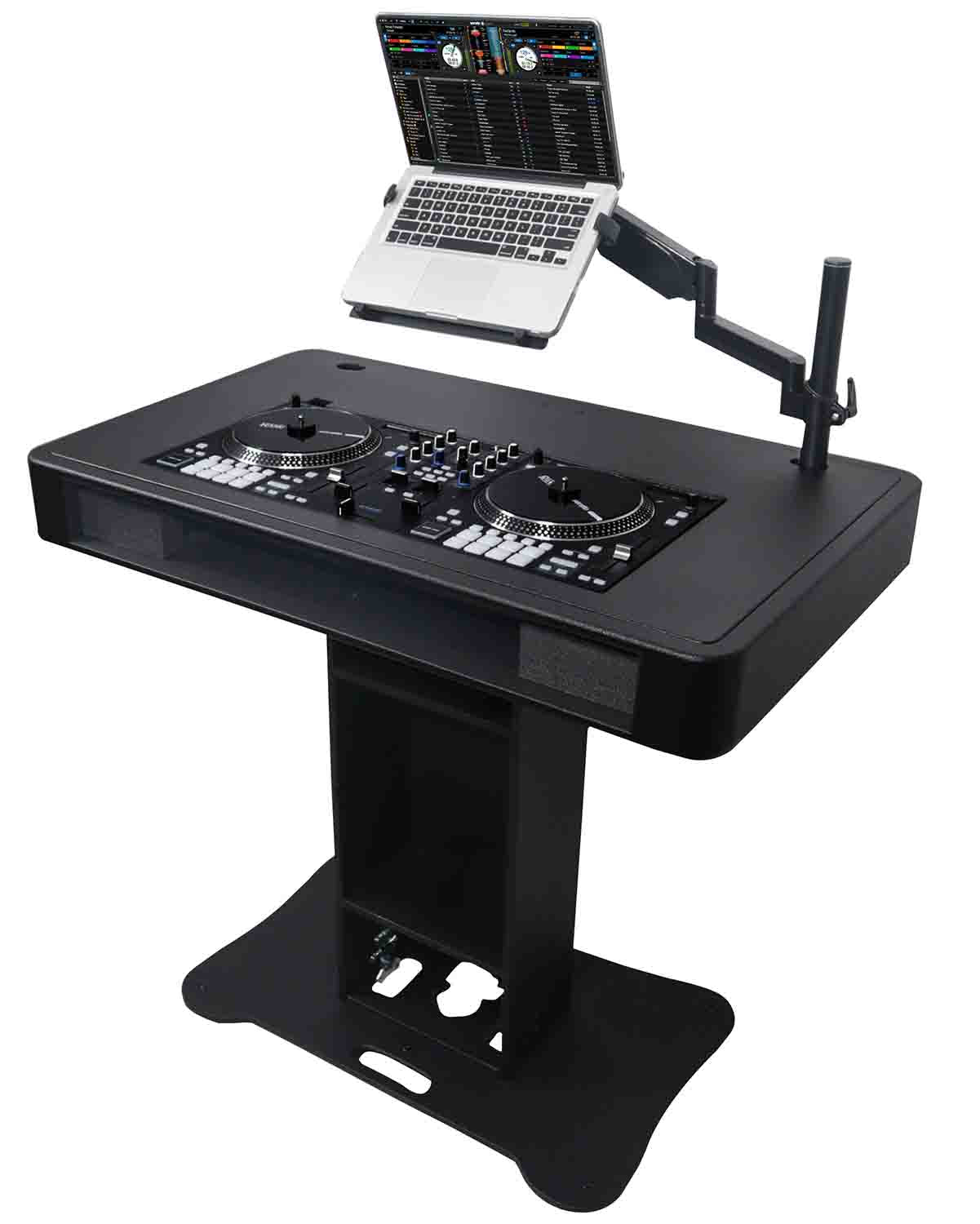 ProX XZF-DJCT BL CASE Control Tower DJ Stand with Laptop Arm, Travel Cases for Pioneer XDJ-XZ, DDJ-1000 SRT, RANE ONE, and SX3 - Black Finish - Hollywood DJ