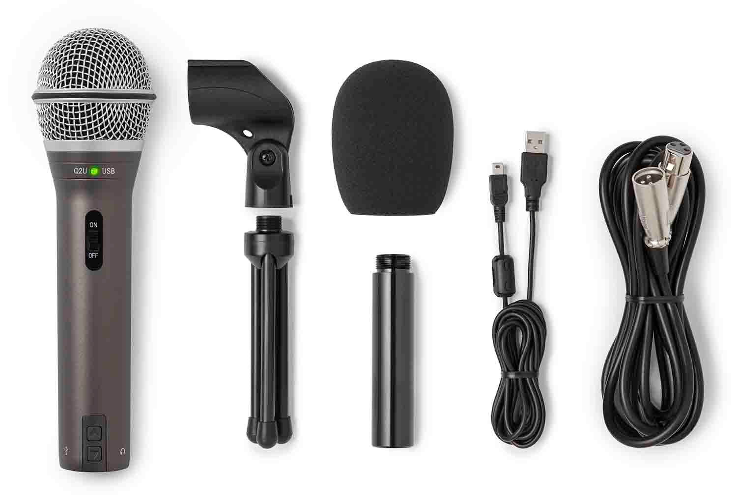 Samson Q2U Recording and Podcasting Pack USB/XLR Dynamic Microphone with Accessories - Hollywood DJ