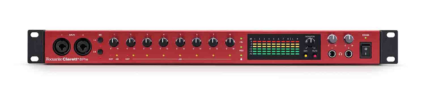 Focusrite Clarett+ 8Pre Rackmount 18x20 USB Type-C Audio/MIDI Interface - Hollywood DJ