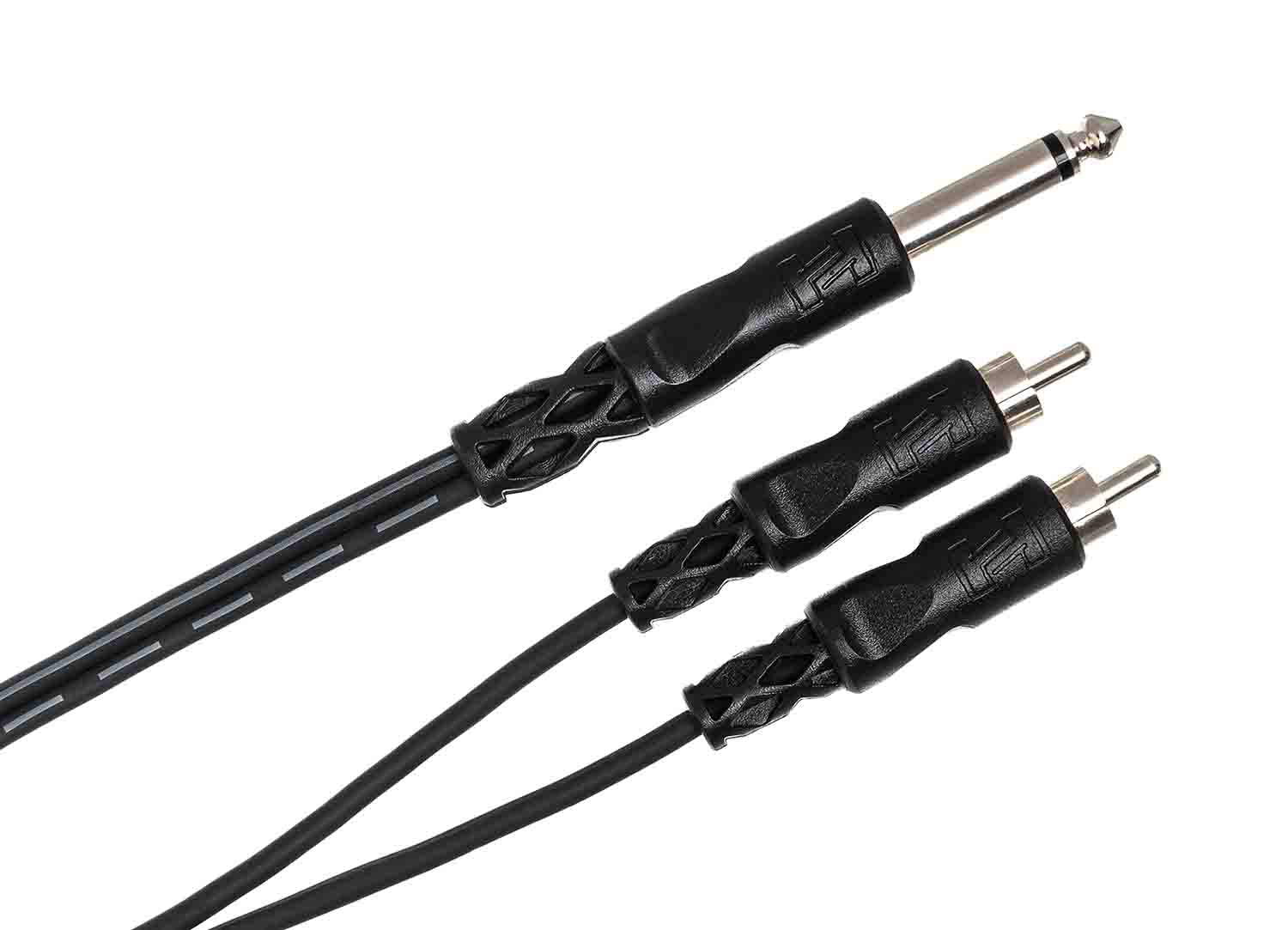 Hosa CYR-101, 1/4" TS Male to Dual RCA Male Y Cable - 1 Meter - Hollywood DJ