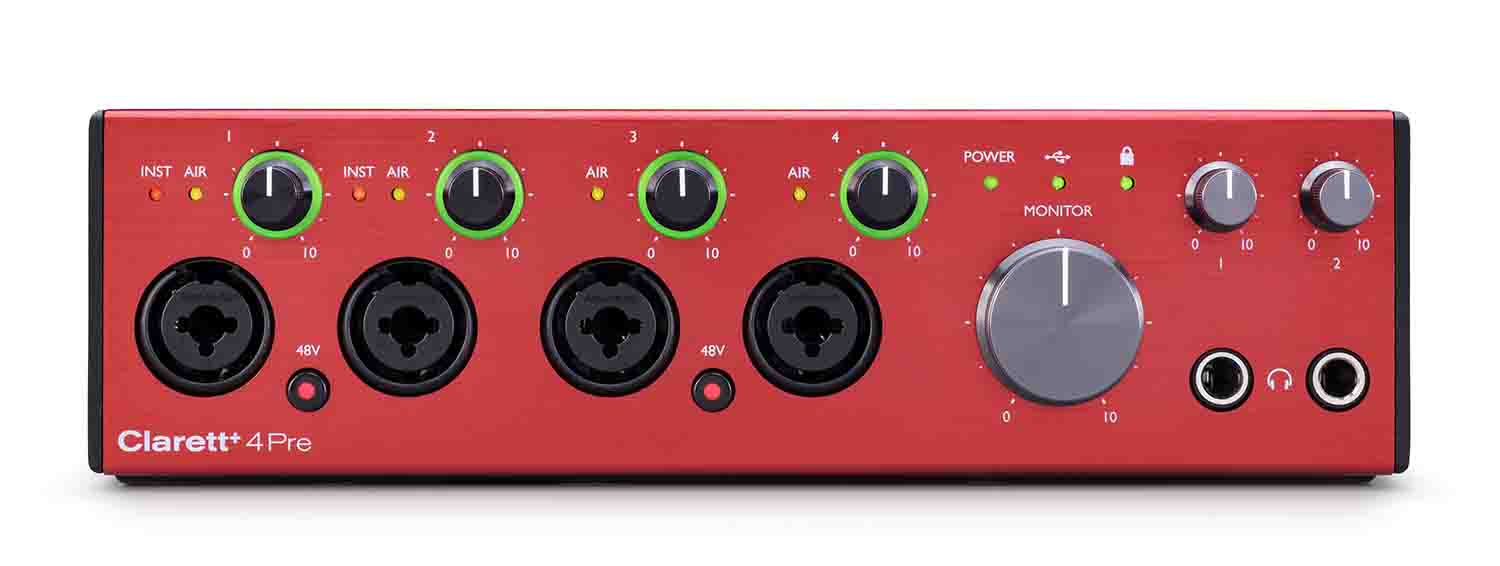 Focusrite Clarett+ 4Pre Desktop 18x8 USB Type-C Audio/MIDI Interface - Hollywood DJ