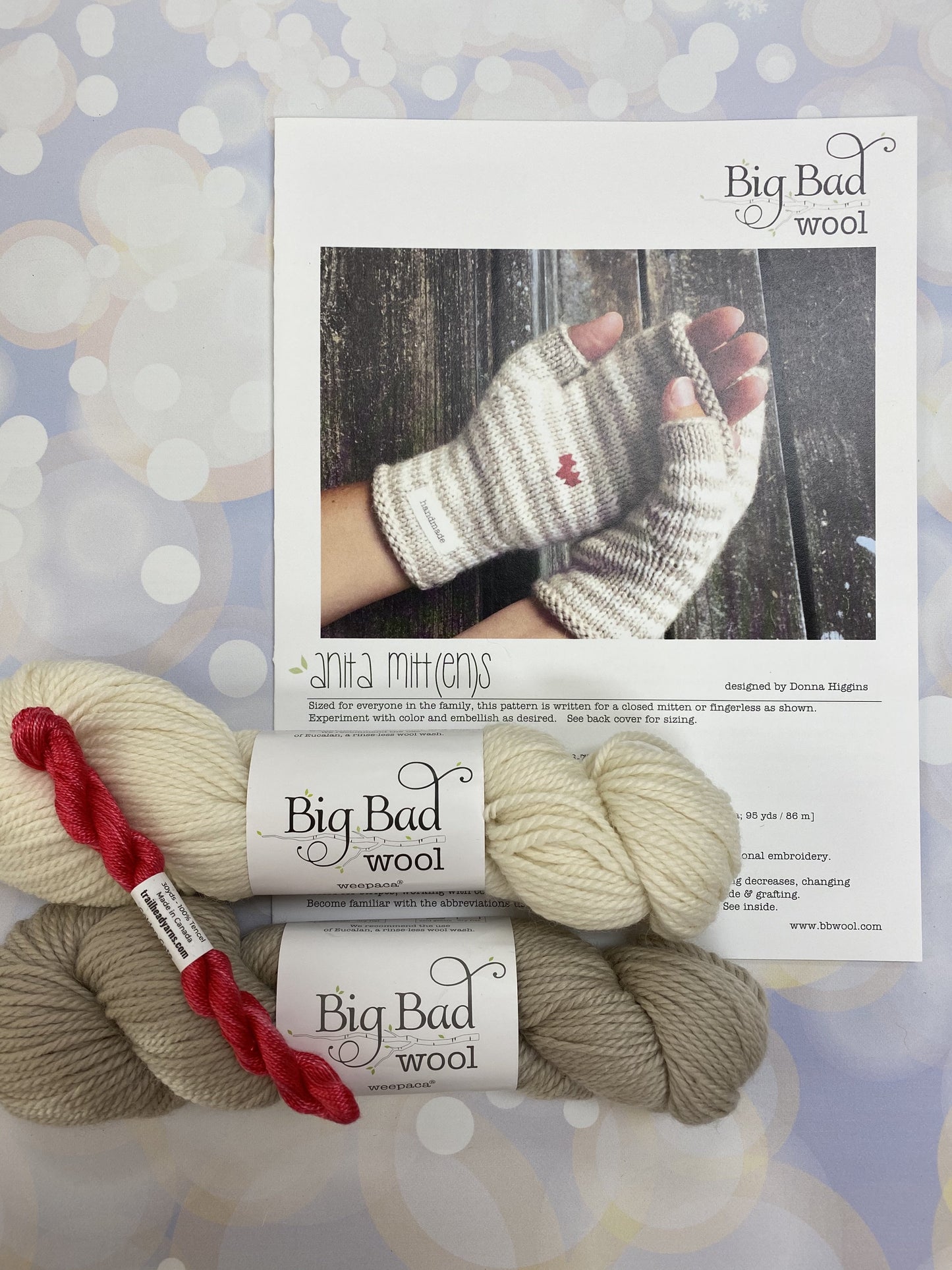 Anita Mittens Kit Big Bad Wool - Raw White Liner