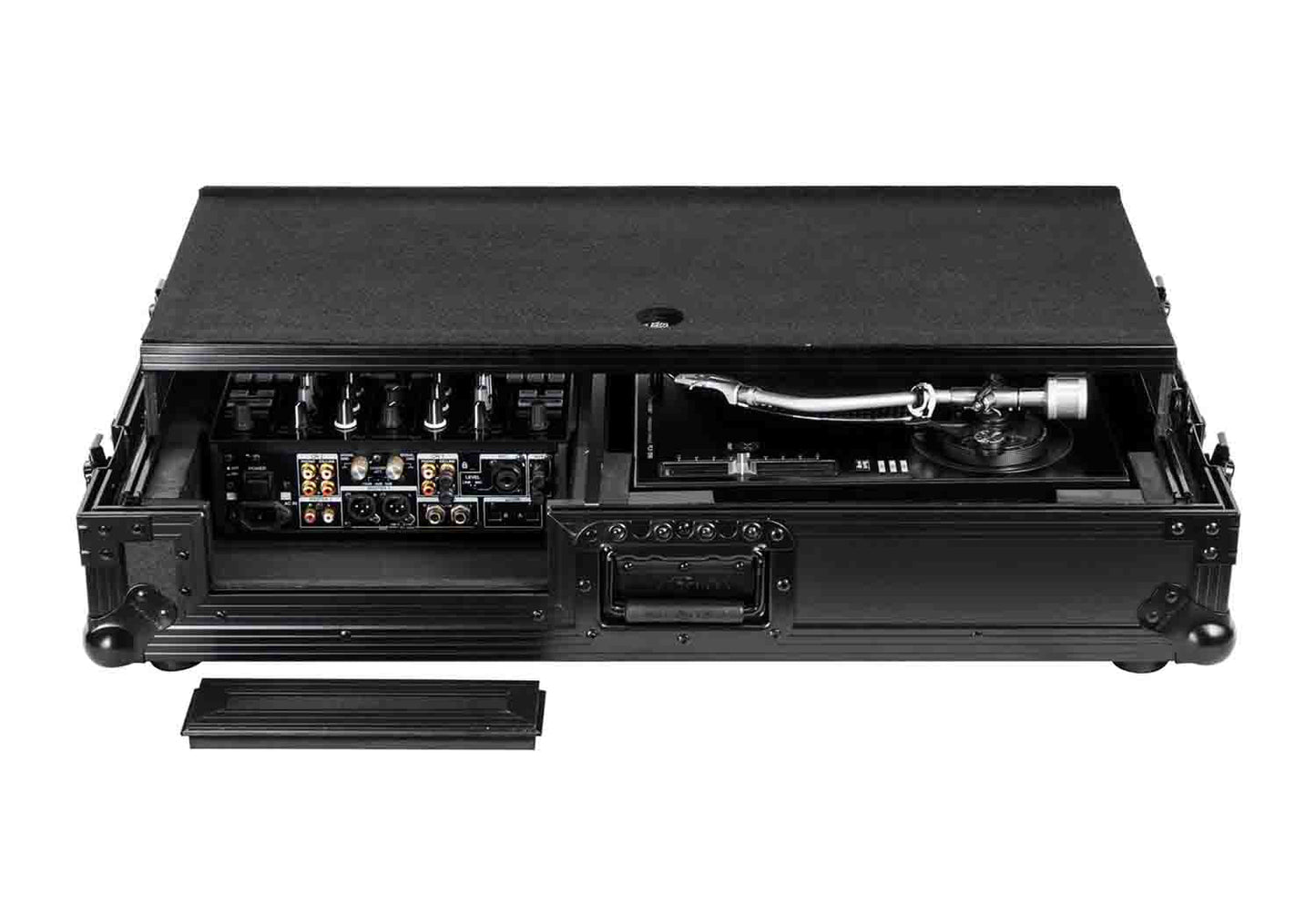Odyssey FZGS1BM10WBL Black 10″ Format DJ Mixer and Turntable Coffin Flight Case with Glide Platform - Hollywood DJ