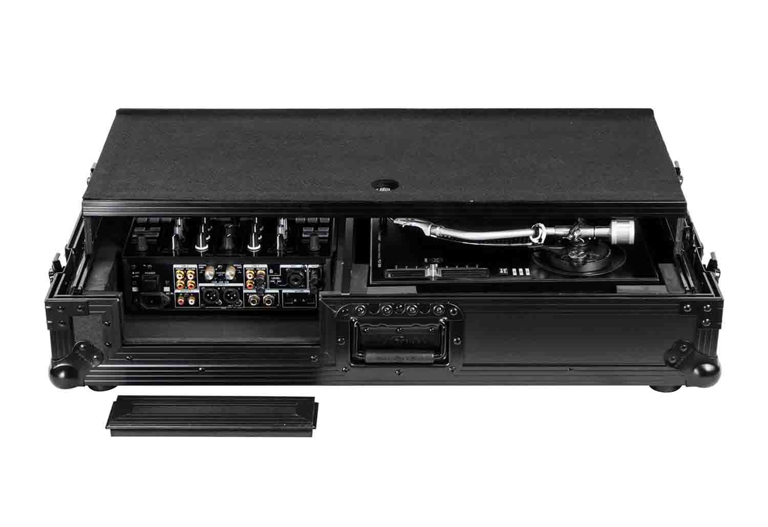 Odyssey FZGS1BM10WBL Black 10″ Format DJ Mixer and Turntable Coffin Flight Case with Glide Platform - Hollywood DJ