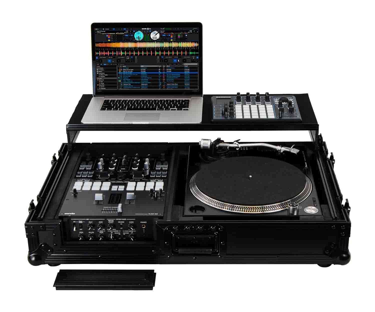 B-Stock: Odyssey FZGS1BM10WBL Black 10″ Format DJ Mixer and Turntable Coffin Flight Case with Glide Platform - Hollywood DJ