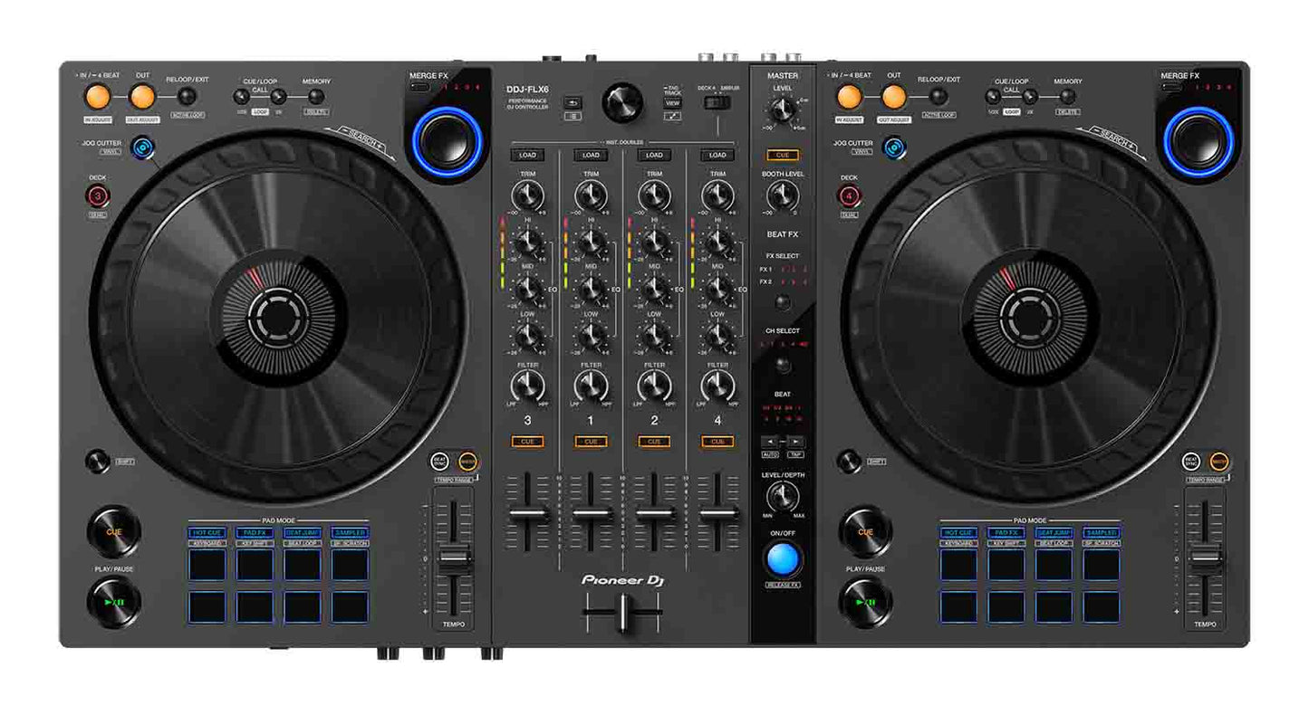 Pioneer DJ DDJ-FLX6-GT 4-Channel DJ Controller - Rekordbox, Serato, Virtual DJ - Hollywood DJ