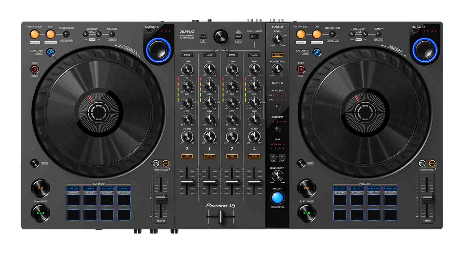 Pioneer DJ DDJ-FLX6-GT 4-Channel DJ Controller - Rekordbox, Serato, Virtual DJ - Hollywood DJ