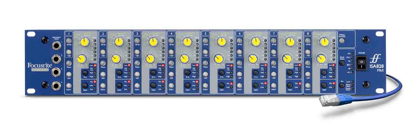 Focusrite Pro ISA 828 MkII 8-Channel Preamp for Mic, Line-Level, and Hi-Z Instruments - Hollywood DJ