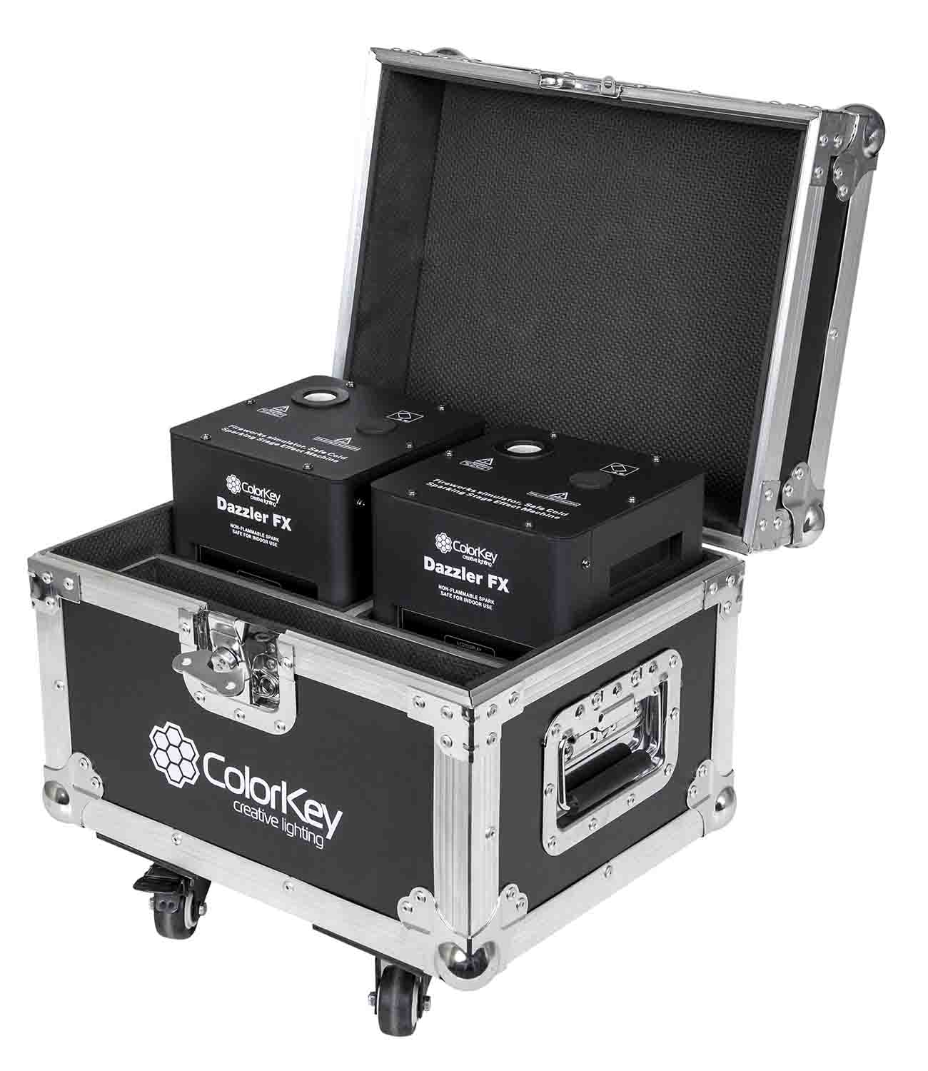 Colorkey CKU-7702-KIT Cold Spark Machine Bundle 2 Dazzlers with Road Case - Black - Hollywood DJ