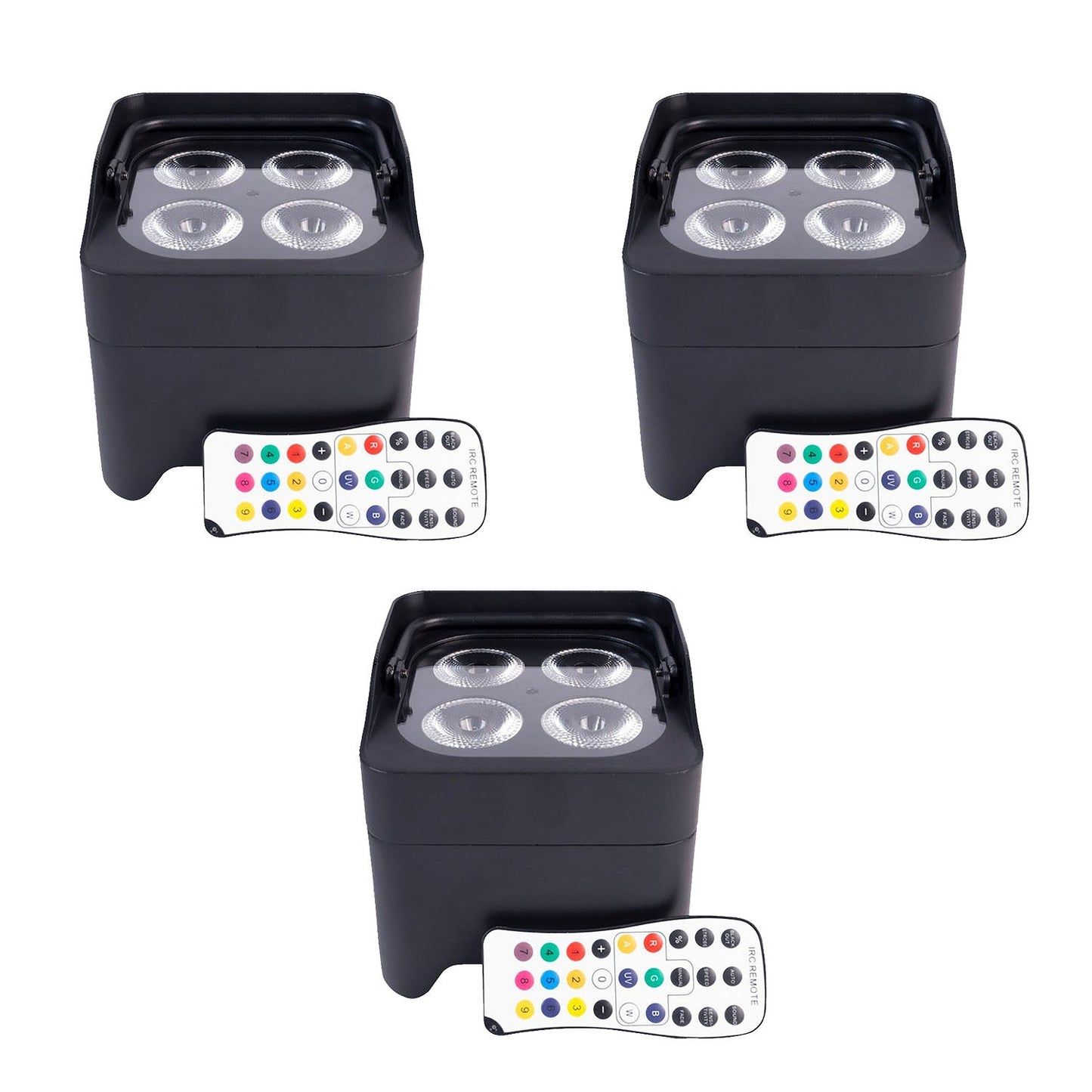 ColorKey CKW-6020B, 3 Pack of MobilePar Uplight Mini Hex 4, Battery Powered Wireless Par Fixture Light - Hollywood DJ