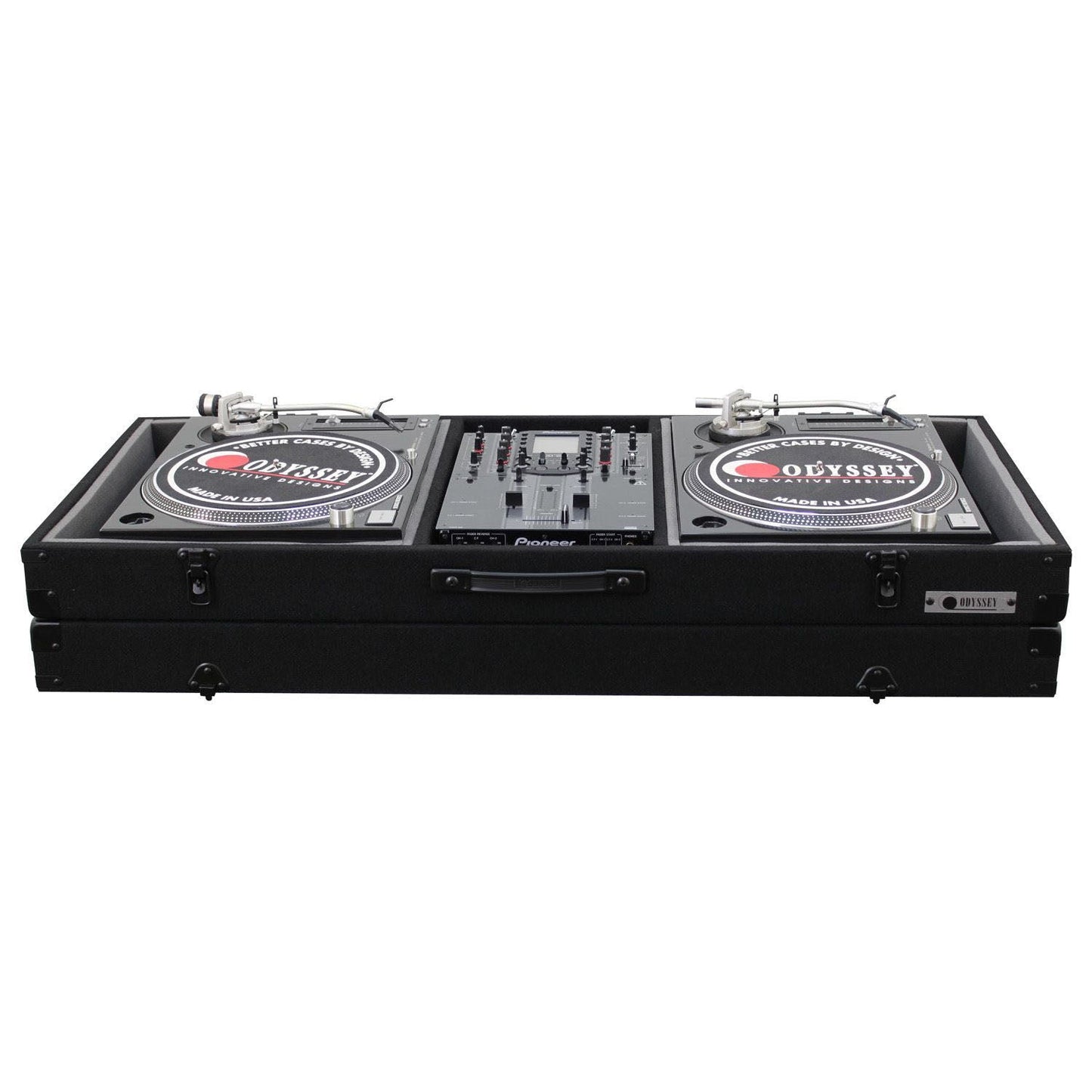 B-Stock: Odyssey CBM10E, Universal 10" Format DJ Mixer and Two Battle Position Turntables Carpet Coffin Case - Hollywood DJ