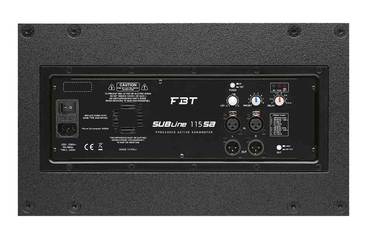 FBT SUBLINE-115-SA Processed Active Subwoofer 700w Rms - 132/135db SPL - Hollywood DJ
