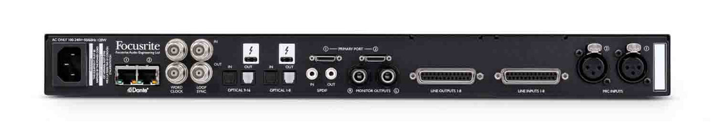 Focusrite Pro Red 8Line Rackmount 58x64 Dante/HDX/Thunderbolt 3 Audio Interface - Hollywood DJ