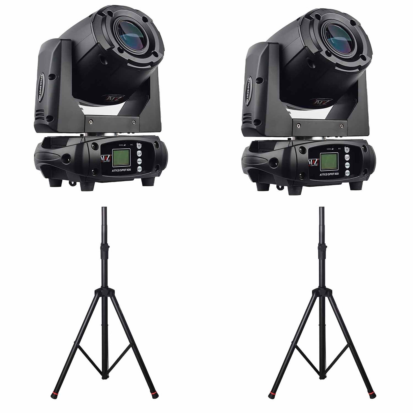JMAZ Dual JZ3009 LED Moving Head Light Package with Stands - Hollywood DJ