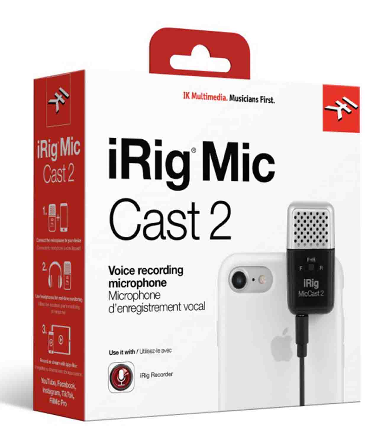 IK Multimedia iRig Mic Cast 2 Podcasting Voice Recording Microphone for Smartphones and Tablets - Hollywood DJ