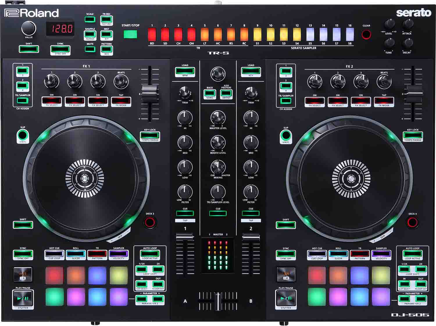 Roland DJ-505, 2-Deck Serato DJ Controller with Drum Machine - Hollywood DJ