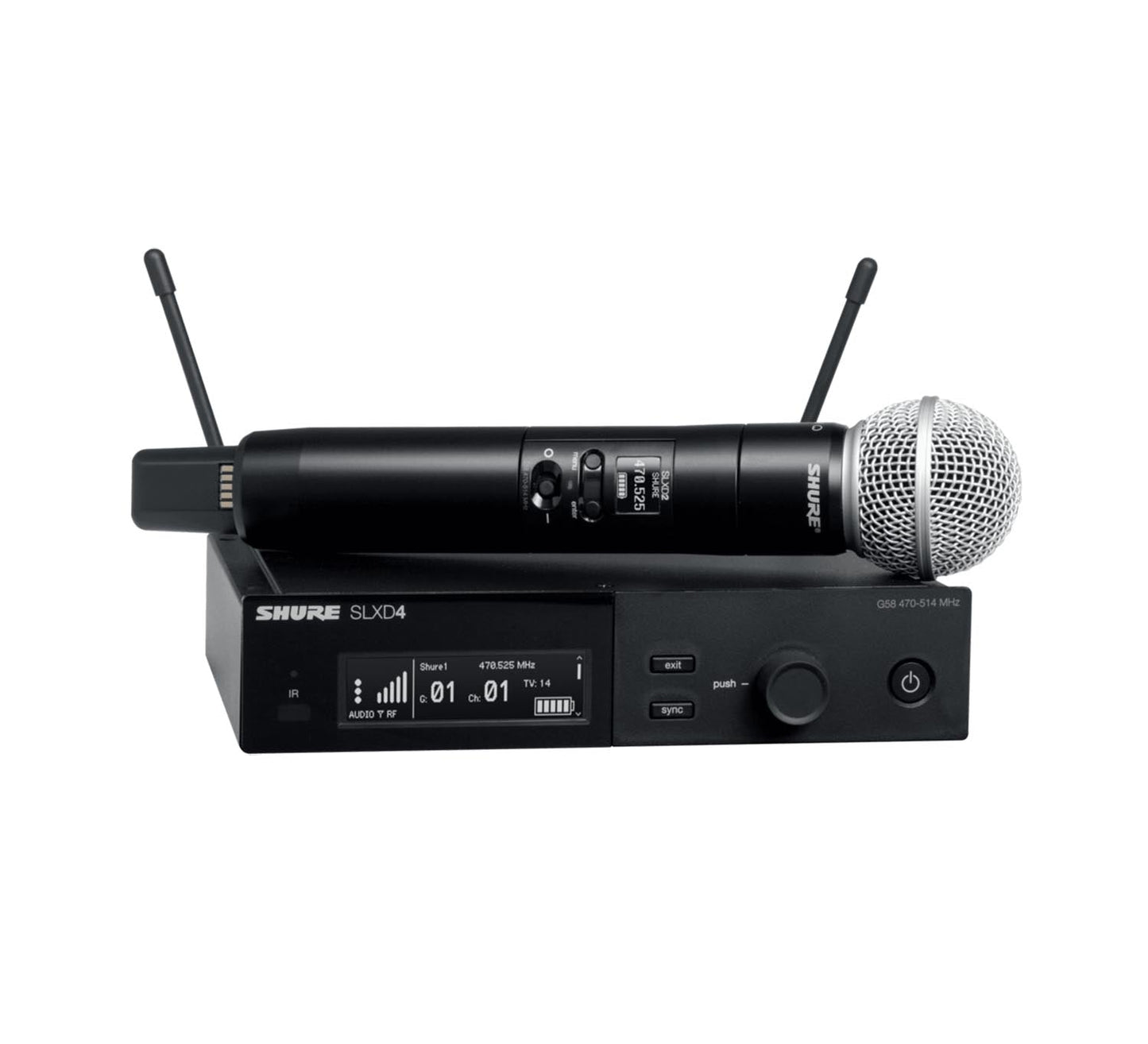 Shure SLXD2/SM58, Handheld Transmitter With Legendary SM58 Interchangeable Microphone Capsule - Hollywood DJ