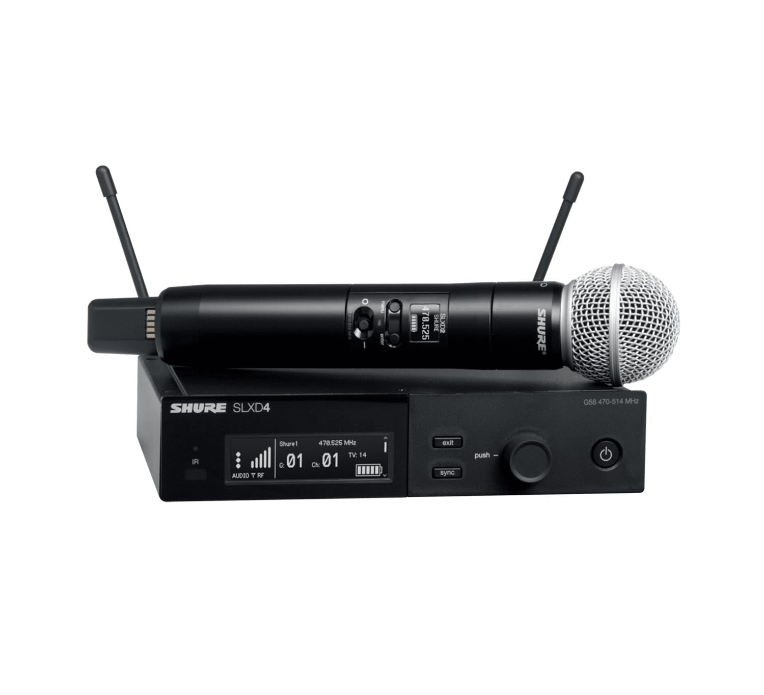 Shure SLXD2/SM58, Handheld Transmitter With Legendary SM58 Interchangeable Microphone Capsule - Hollywood DJ