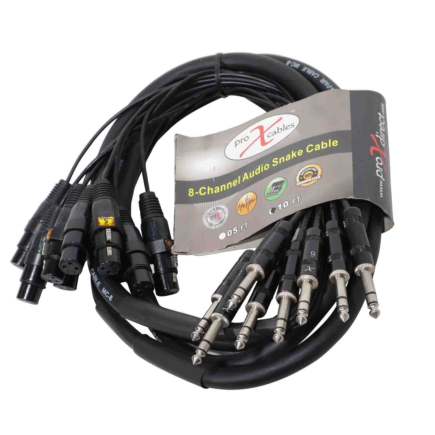 ProX XC-8SXF10 8-Channel XLR3-F to 1/4" TRS Balanced Snake - 10FT - Hollywood DJ