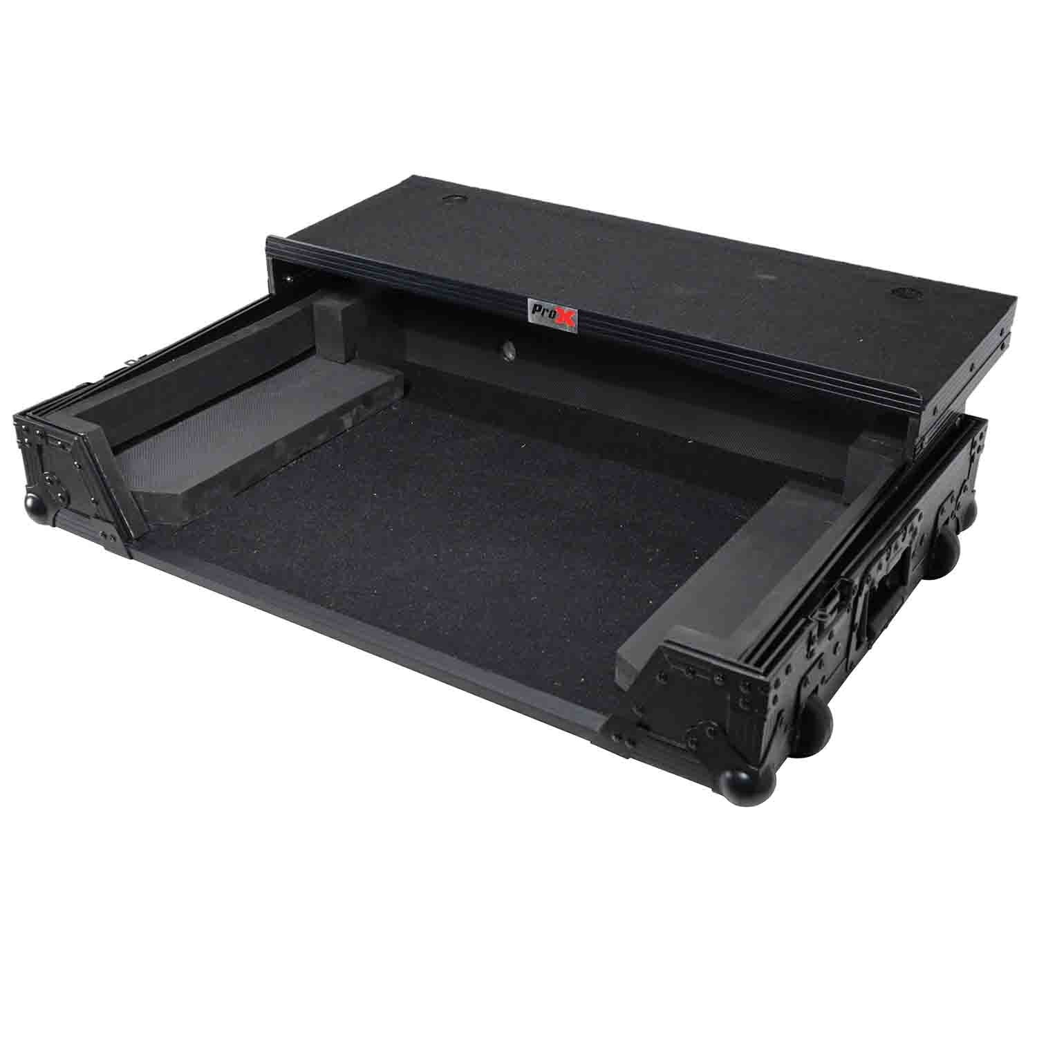 ProX XS-DDJREV7WLTBL DJ Flight Case for Pioneer DDJ-REV7 Digital Controller with Sliding Laptop Shelf and Wheels - Black Finish - Hollywood DJ