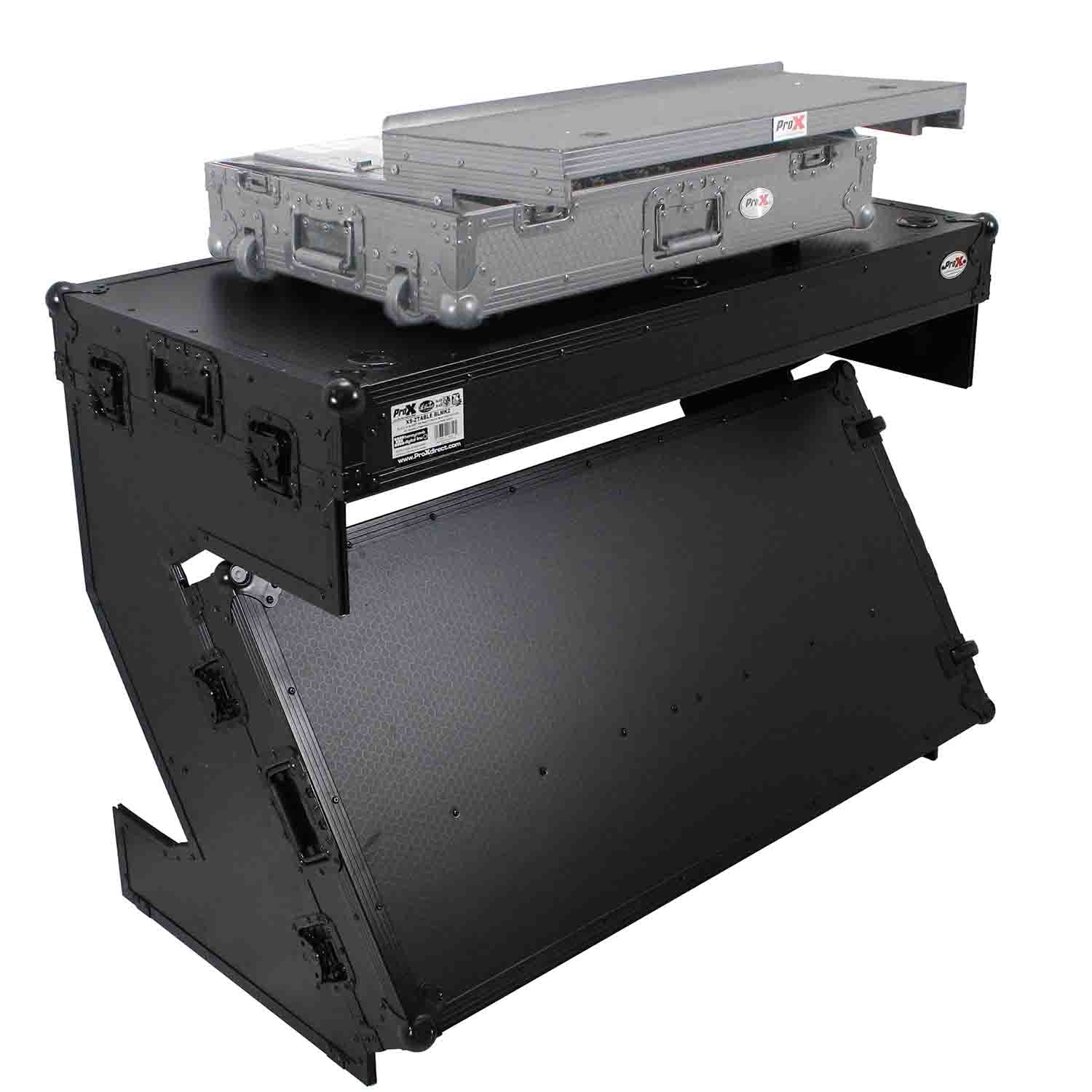 ProX XS-ZTABLEBL MK2 Flight Case Table, Z-Style DJ Table Workstation - Black on Black - Hollywood DJ