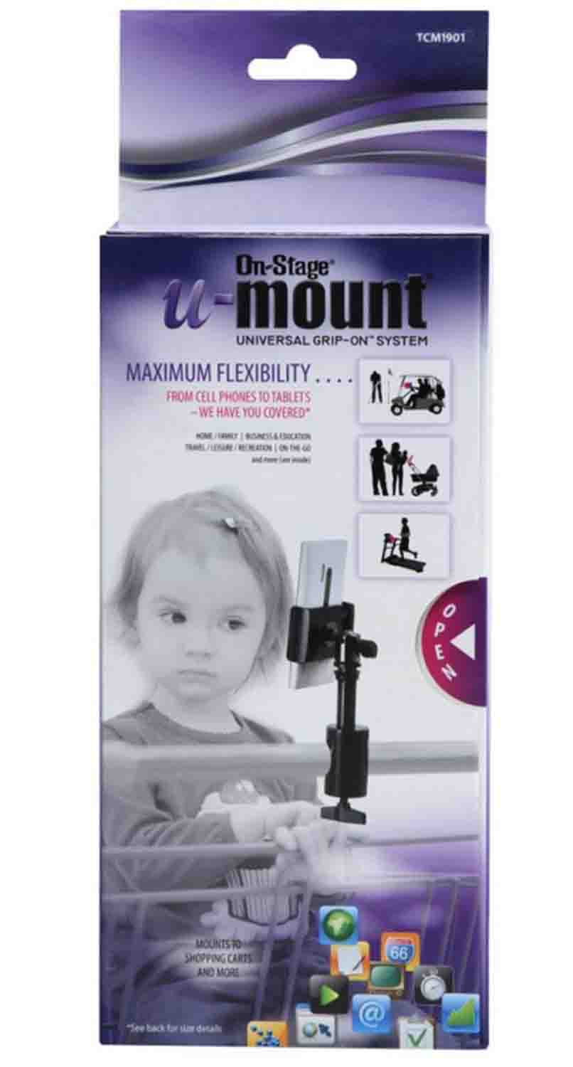 OnStage TCM1901 Grip-On Universal Device Holder System with Round Clamp - Black - Hollywood DJ
