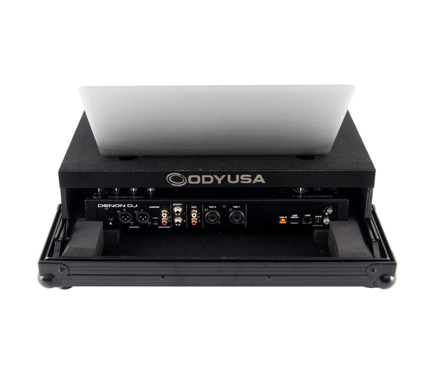 Odyssey FRGSPRIMEGOBL Black Label Case with Glide Style Laptop Platform for Denon DJ Prime GO - Hollywood DJ
